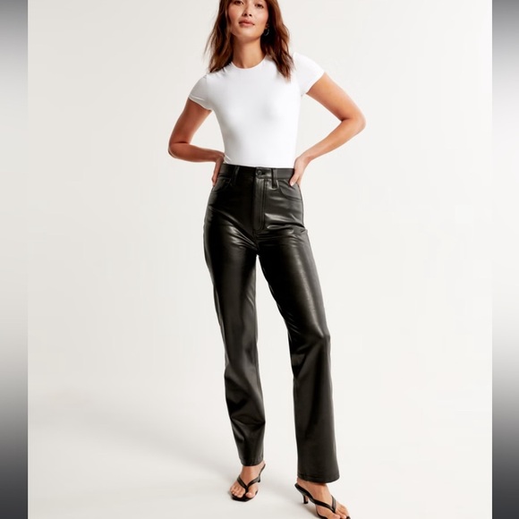 ABERCROMBIE Vegan Leather 90s Straight Pants - Picture 2 of 8